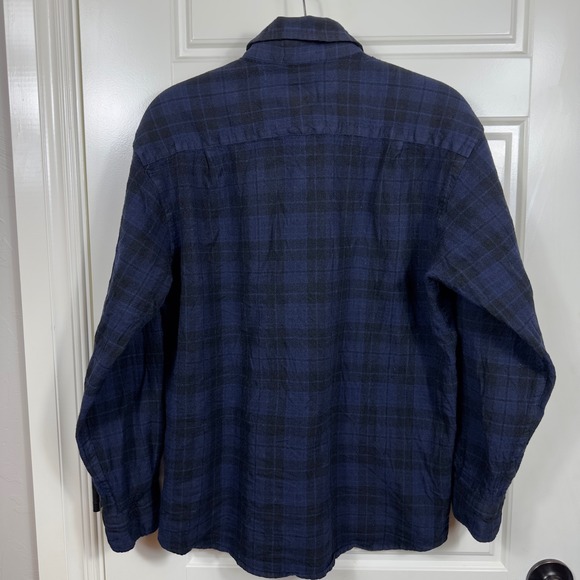 Pendleton Sir Pendleton Clergy Tartan Plaid‎ Button Down Shirt Men L Blue Wool - Picture 9 of 10